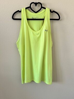 Under Armour Neon Yellow Racerback Athletic HeatGear Tech Tank Size L